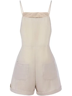 Sale Retro Stage 1950s Solid Spaghetti Strap Romper Light Grey