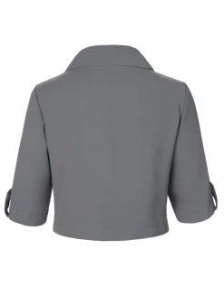 Best Retro Stage 1950s Stand Collar Button Short Coat Light Grey