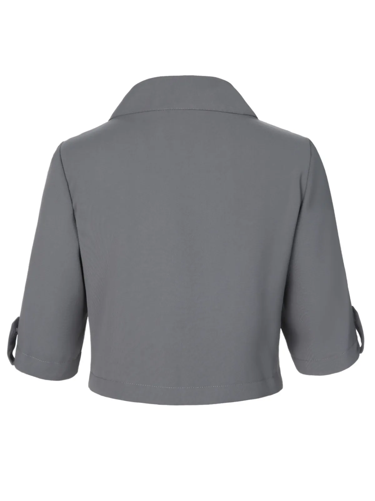 Best Retro Stage 1950s Stand Collar Button Short Coat Light Grey