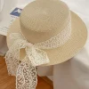 New Retro Stage Light Khaki Vintage Ribbon Straw Sun Hat