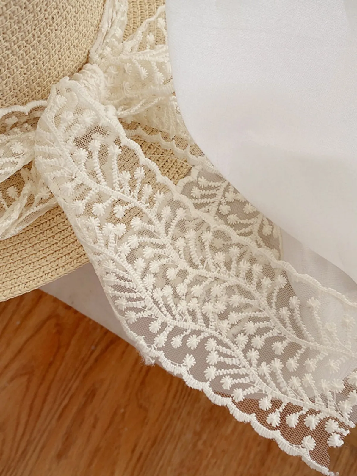 New Retro Stage Light Khaki Vintage Ribbon Straw Sun Hat