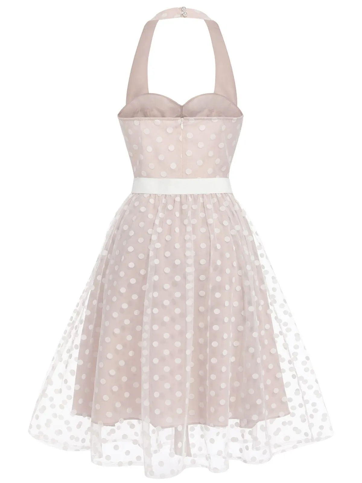 Clearance Retro Stage 1950s Halter Romper & Polka Dots Skirt Light Pink