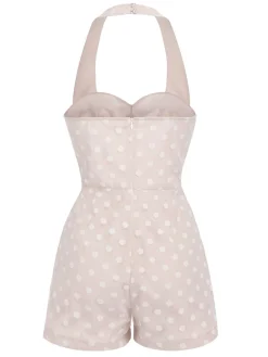 Clearance Retro Stage 1950s Halter Romper & Polka Dots Skirt Light Pink