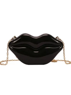 Fashion Retro Stage Lip-Shaped Metallic Shoulder Bag