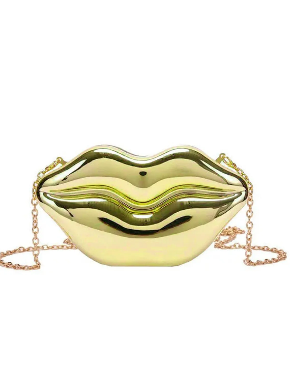 Fashion Retro Stage Lip-Shaped Metallic Shoulder Bag