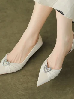 Online Retro Stage Love Rhinestone Pointed Toe Stiletto Heel Shoes