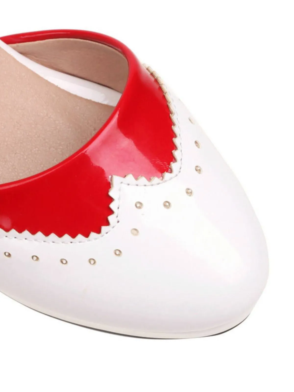 Online Retro Stage Mary Jane Patchwork High Heels Shoes