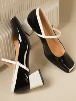 Hot Retro Stage Mary Jane Patent Leather Chunky Heel Shoes