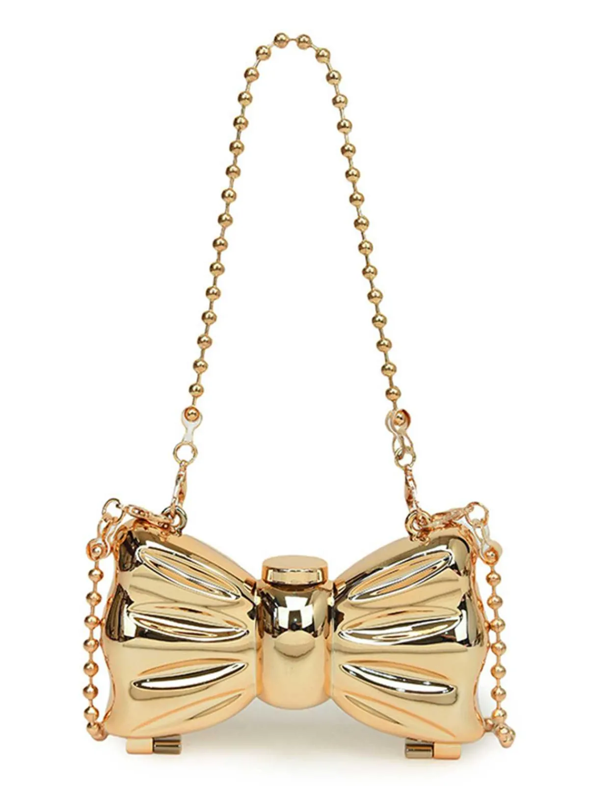 Best Retro Stage Metallic Bow Beaded Chain Bag
