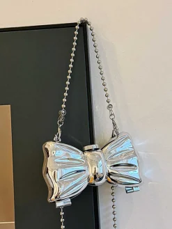 Best Retro Stage Metallic Bow Beaded Chain Bag
