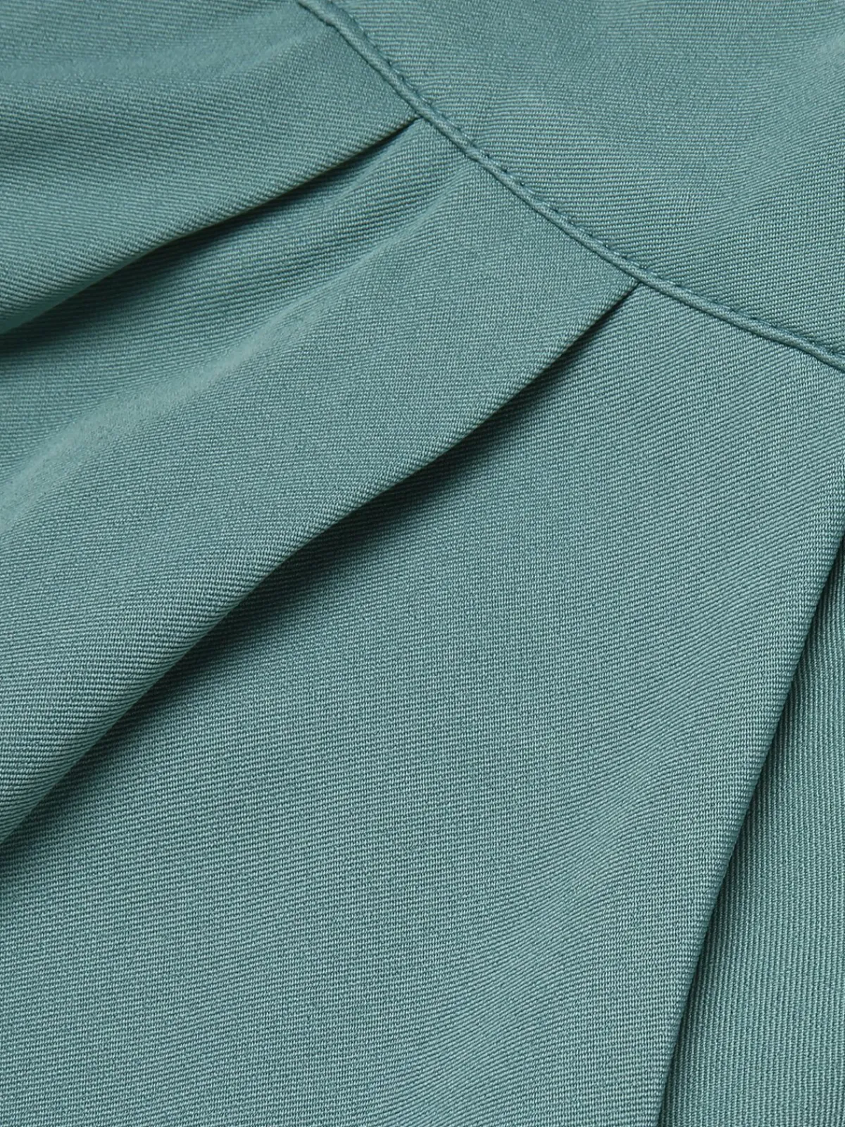 Fashion Retro Stage Mint 1950s Solid Pleating Decorative Pocket Shorts Green