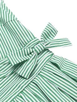 Best Retro Stage Mint 1950s Striped V-Neck Dress Green