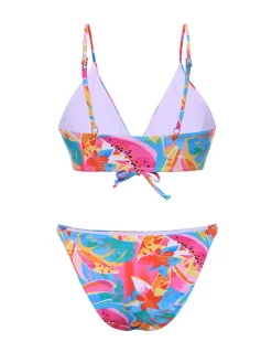 Clearance Retro Stage 1960s Fruit Print Straps Bikini Set Multicolor