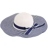 Hot Retro Stage Navy Blue Retro Classic Stripes Straw Sun Hat