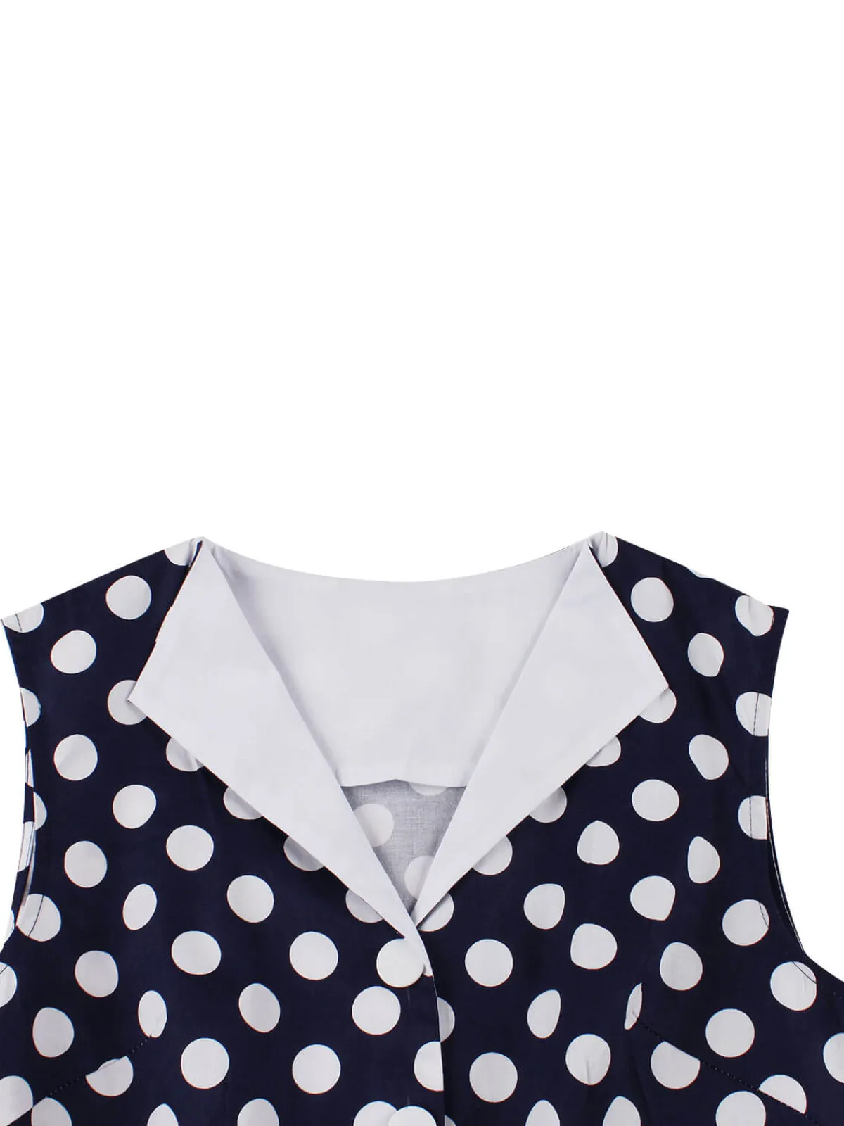 Clearance Retro Stage 1950s Polka Dots Lapel Dress Navy Blue