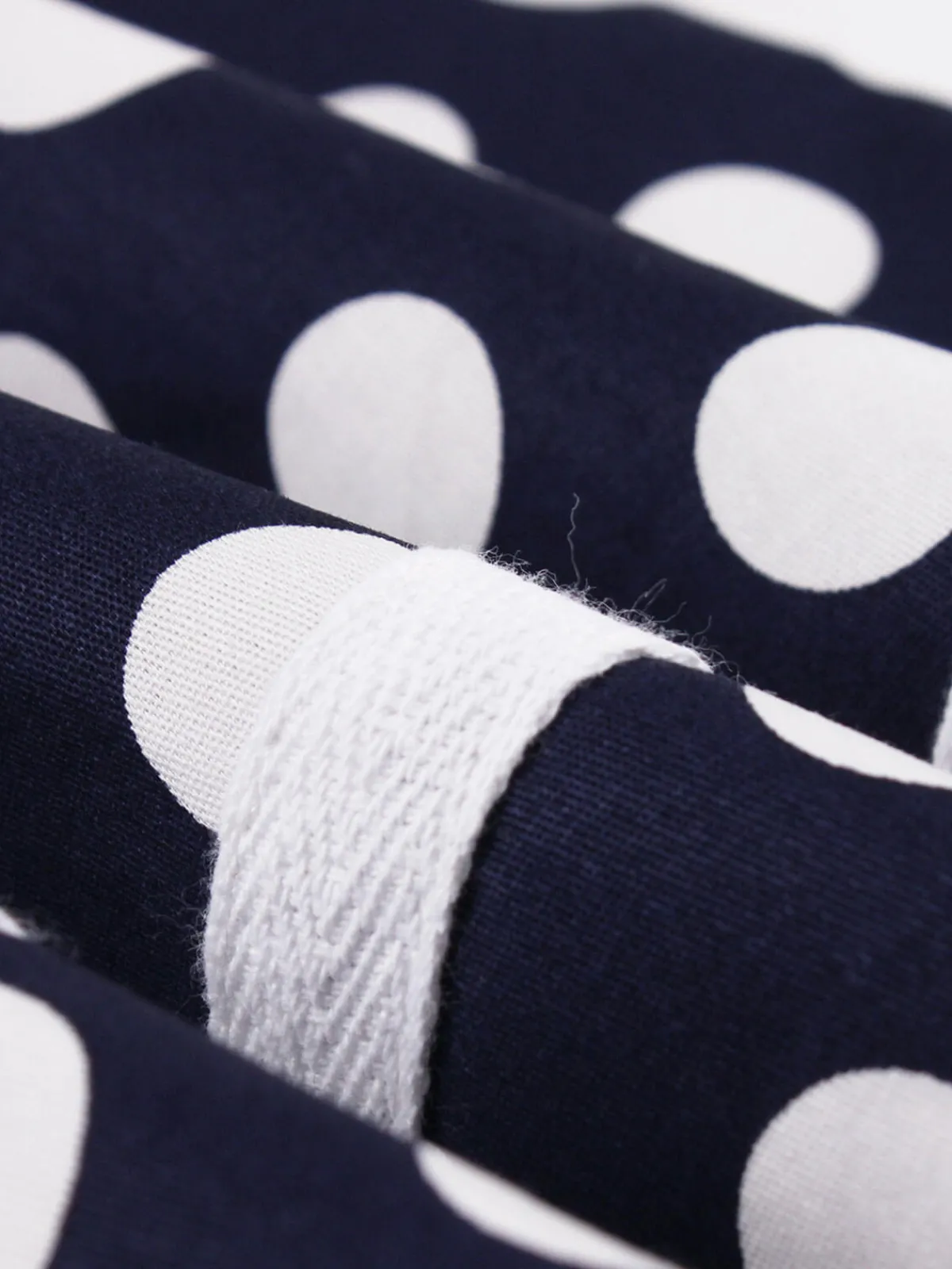 Clearance Retro Stage 1950s Polka Dots Lapel Dress Navy Blue