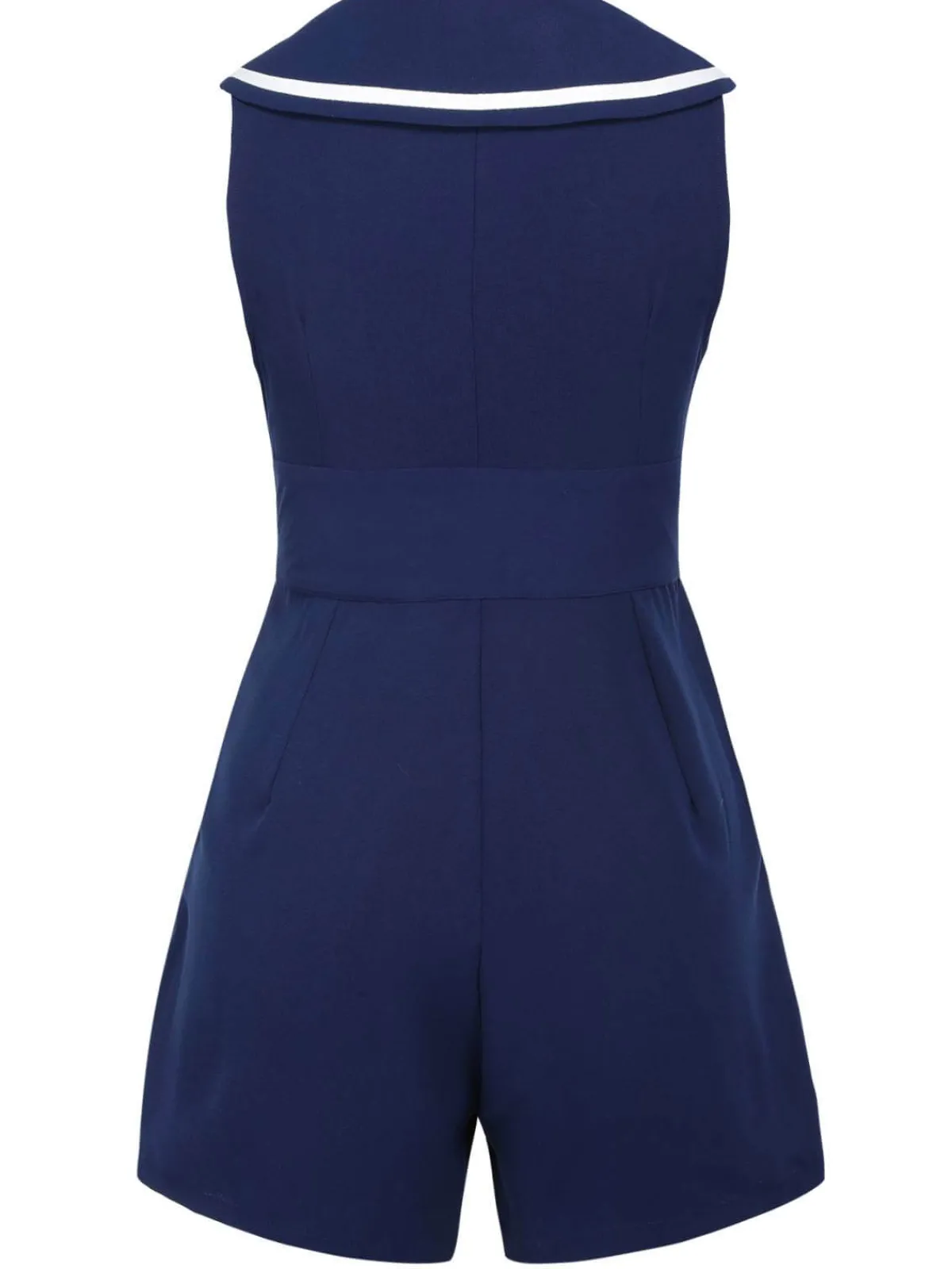 Best Retro Stage 1950s Sailor Collar Romper Navy Blue