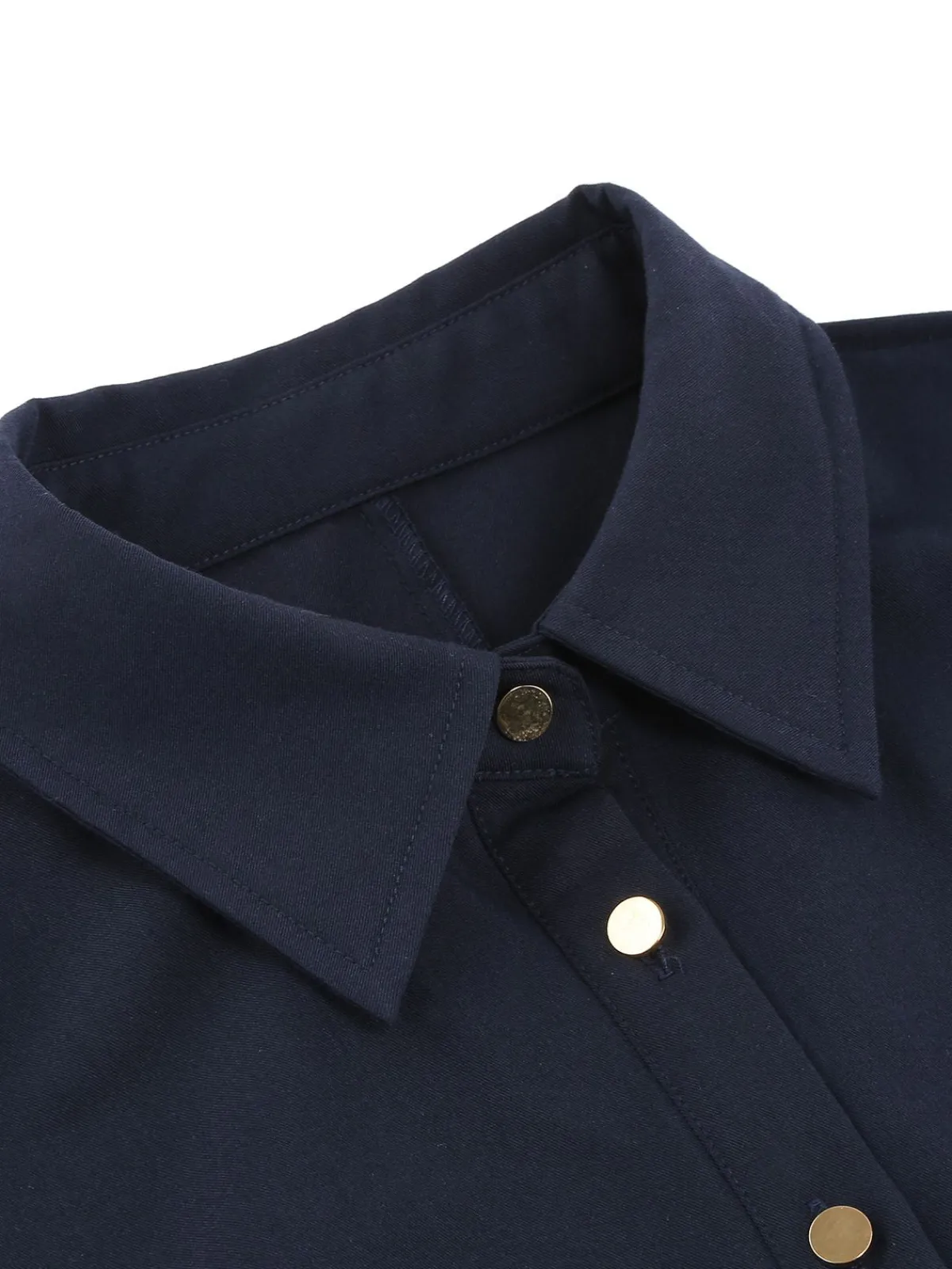 Fashion Retro Stage 1950s Solid Belt Swing Dress Navy Blue