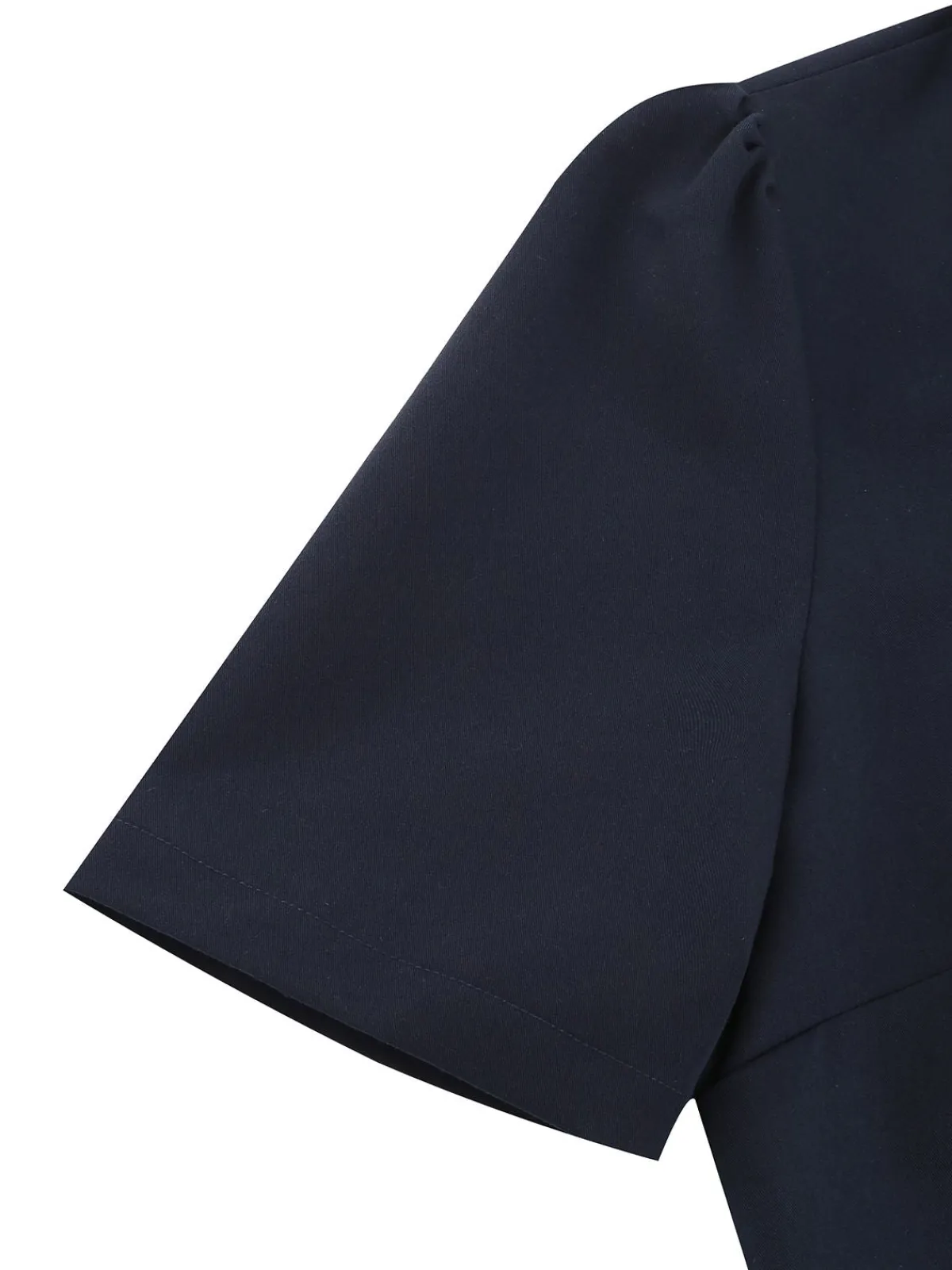 Fashion Retro Stage 1950s Solid Belt Swing Dress Navy Blue