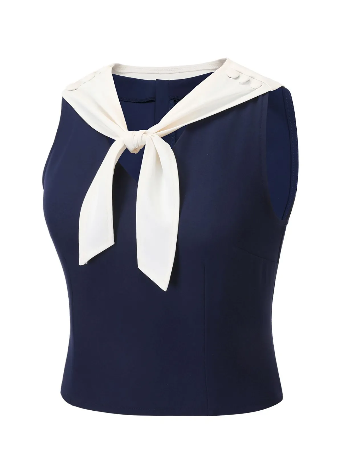 Best Retro Stage 1950s Solid Sailor Collar Blouse Navy Blue