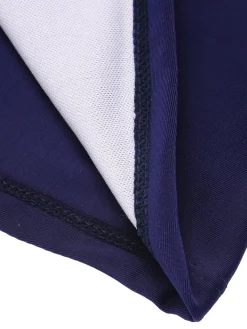 Best Retro Stage 1930s Stripe Patchwork Swimsuit Navy Blue