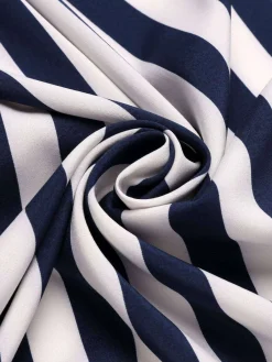Discount Retro Stage Navy 1950s Stripes Sailor Romper & Skirt Navy Blue