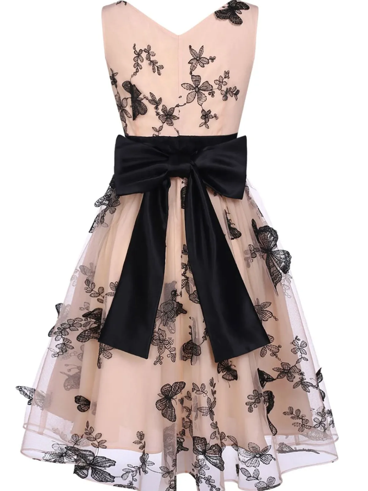 Discount Retro Stage 1950s Lace Butterfly Swing Vintage Dress Nude