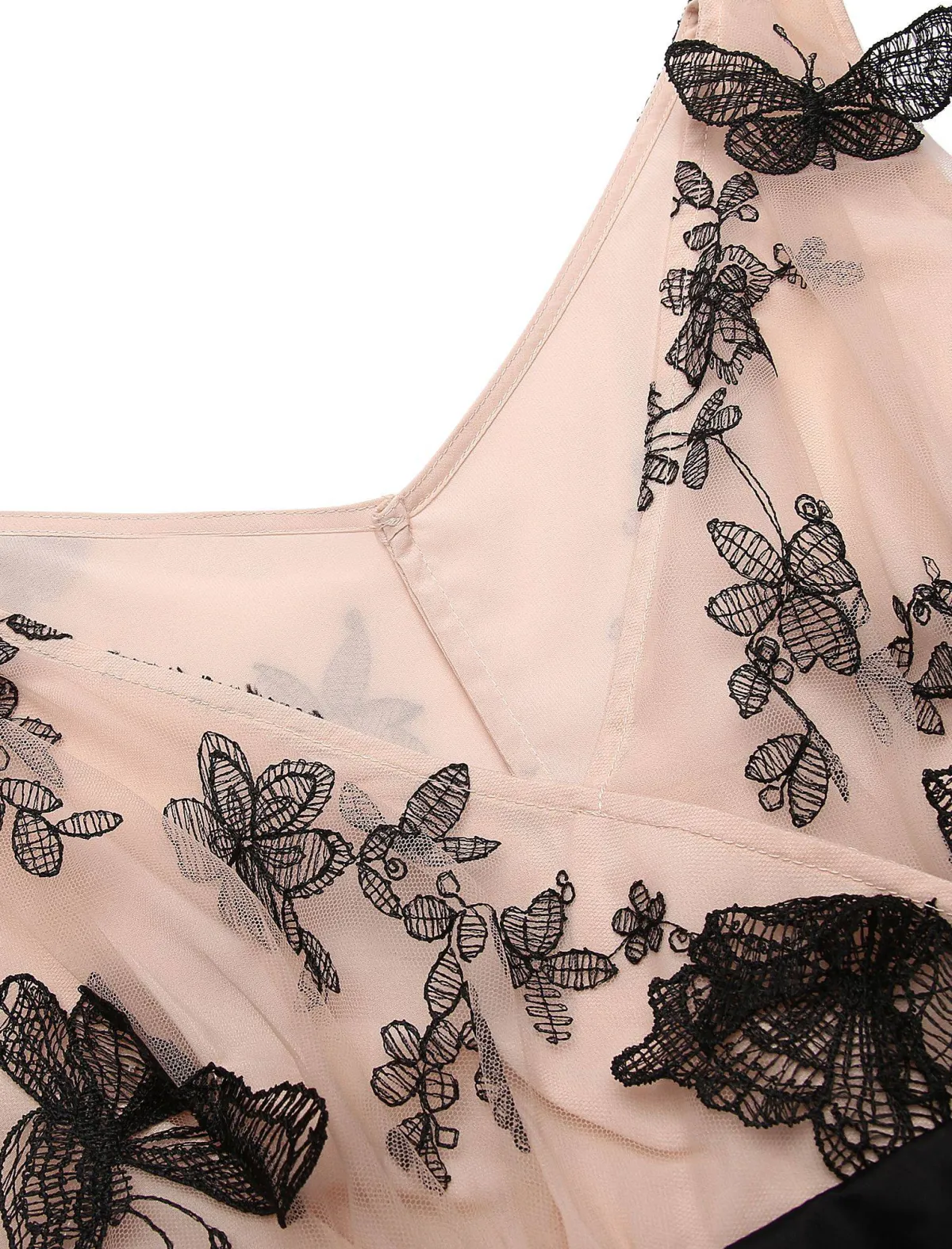 Discount Retro Stage 1950s Lace Butterfly Swing Vintage Dress Nude