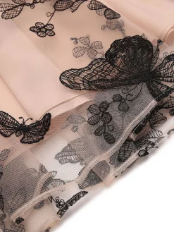 Discount Retro Stage 1950s Lace Butterfly Swing Vintage Dress Nude