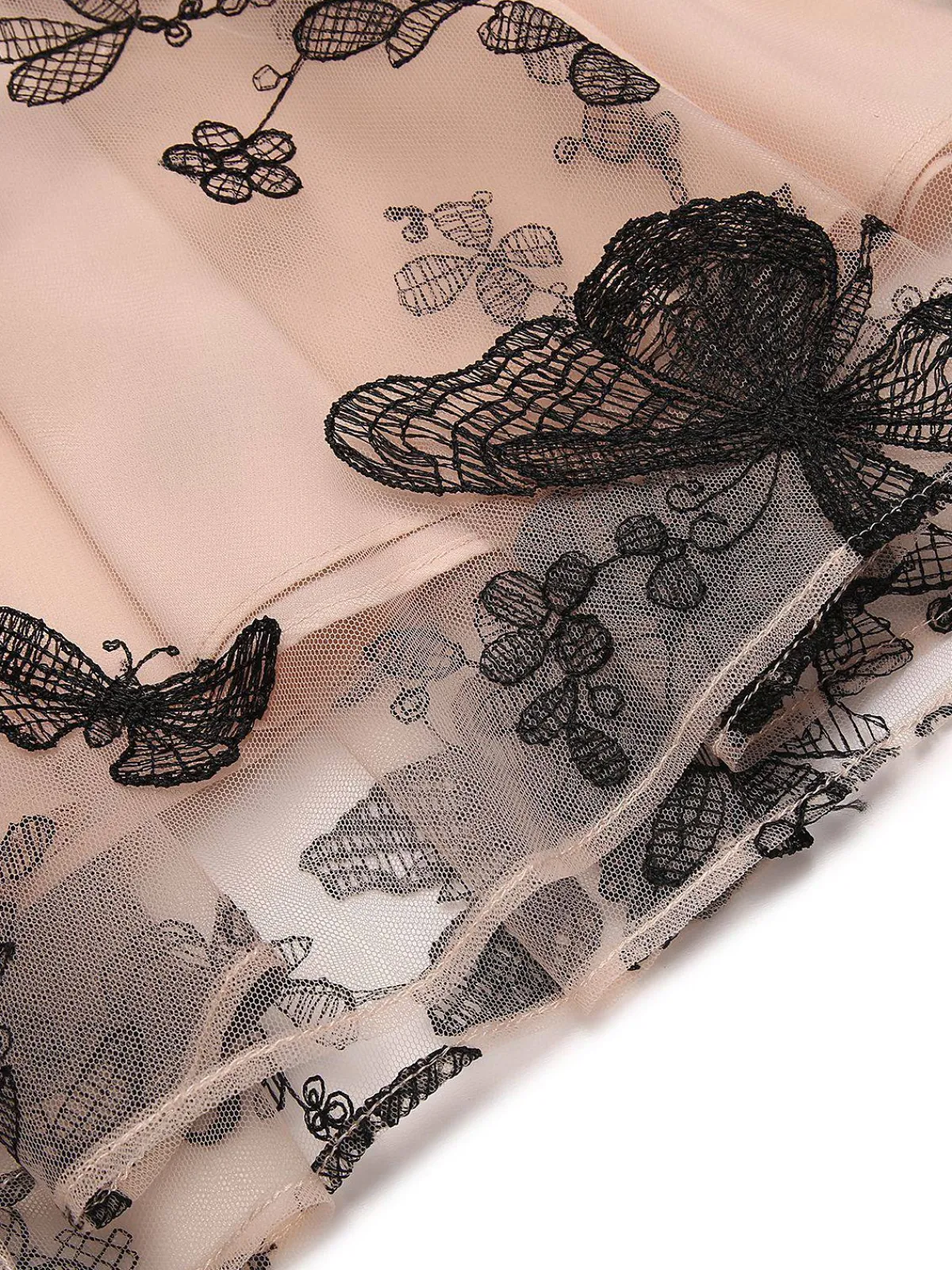 Discount Retro Stage 1950s Lace Butterfly Swing Vintage Dress Nude