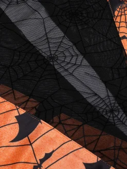 Discount Retro Stage Halloween Spider Sleeve Vintage Dress Orange