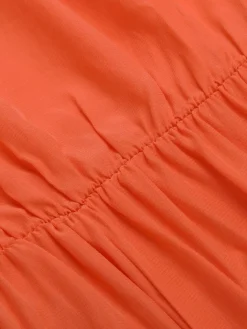 New Retro Stage 1950s Solid Belt Bandeau Romper Orange Red