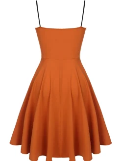 Clearance Retro Stage 1950s Cape Pumpkin Swing Dress Orange