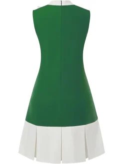 Discount Retro Stage Orange 1960s Crew Bowknot Sleeveless Dress