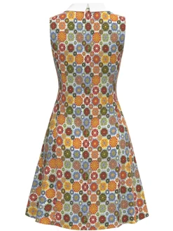 Outlet Retro Stage 1960s Daisy Peter Pan Collar Dress Orange