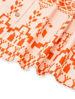 Discount Retro Stage 1940s Floral Print Lace-Up Cut-Out Dress Orange