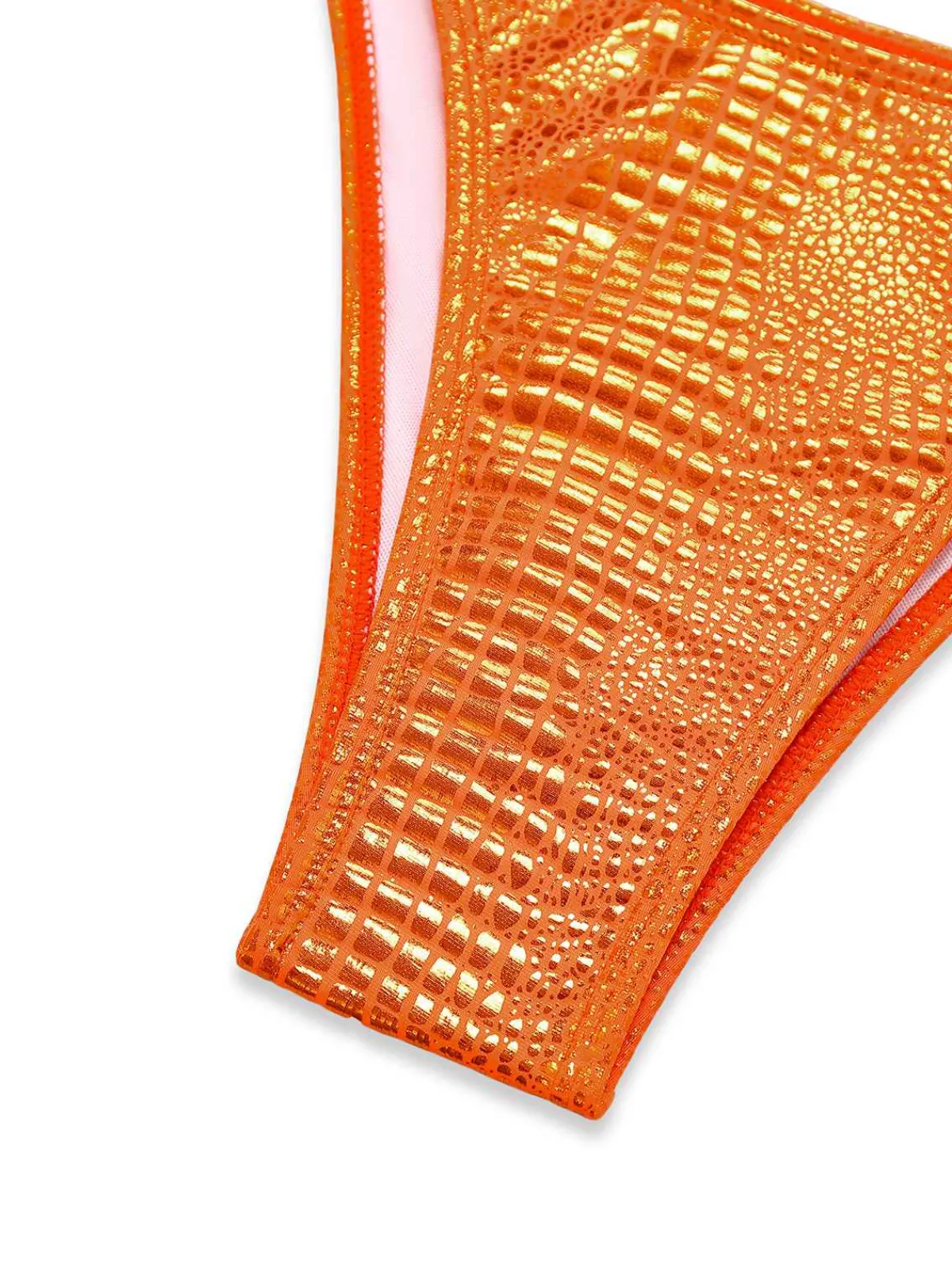 Online Retro Stage 1960s Gilded Snakeskin Halter Bikini Set Orange