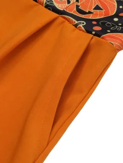 Hot Retro Stage 1950s Halloween Pumpkin Halter Romper Orange