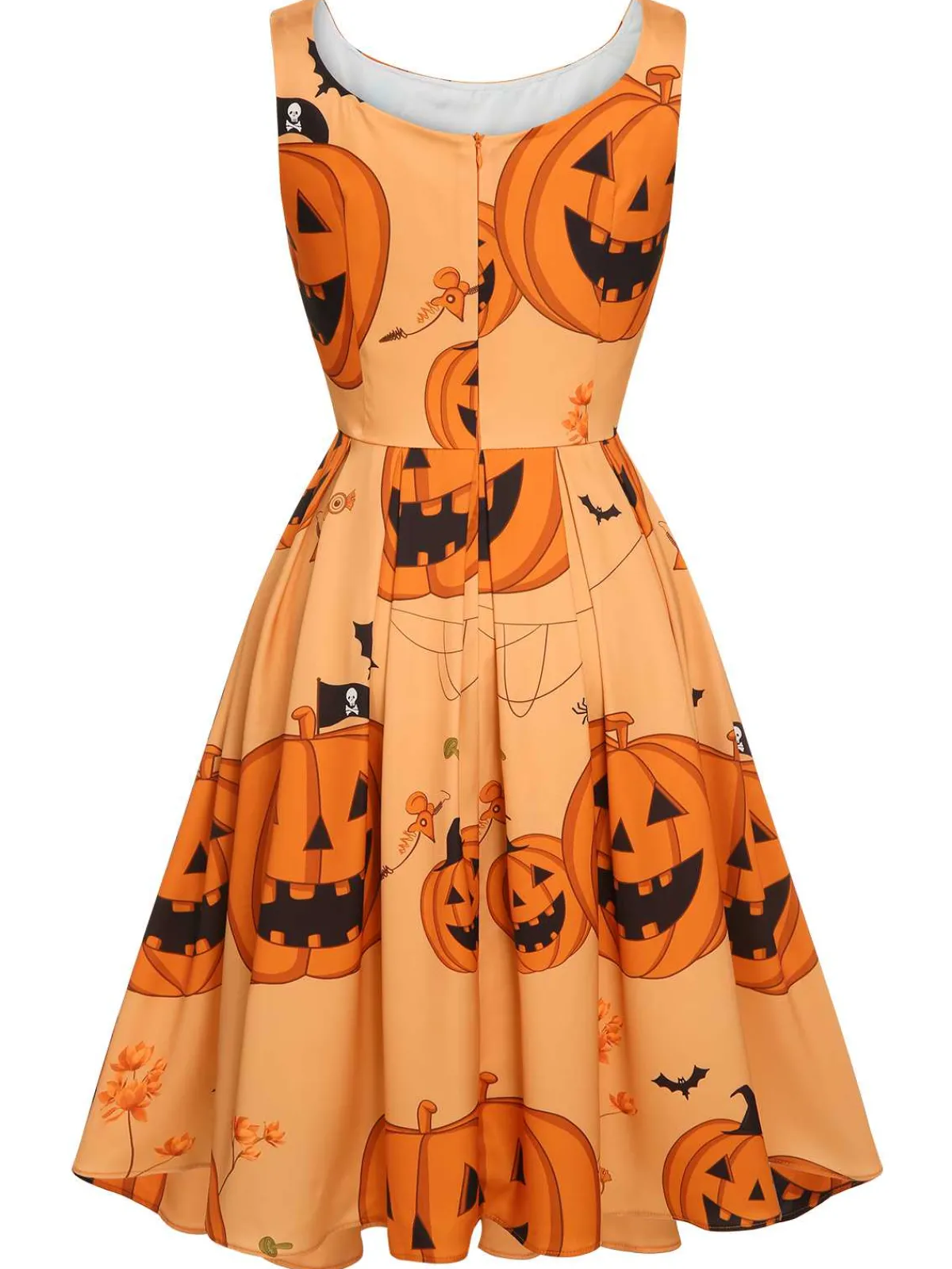 Outlet Retro Stage 1950s Halloween Sleeveless Beading Dress Orange