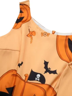 Outlet Retro Stage 1950s Halloween Sleeveless Beading Dress Orange