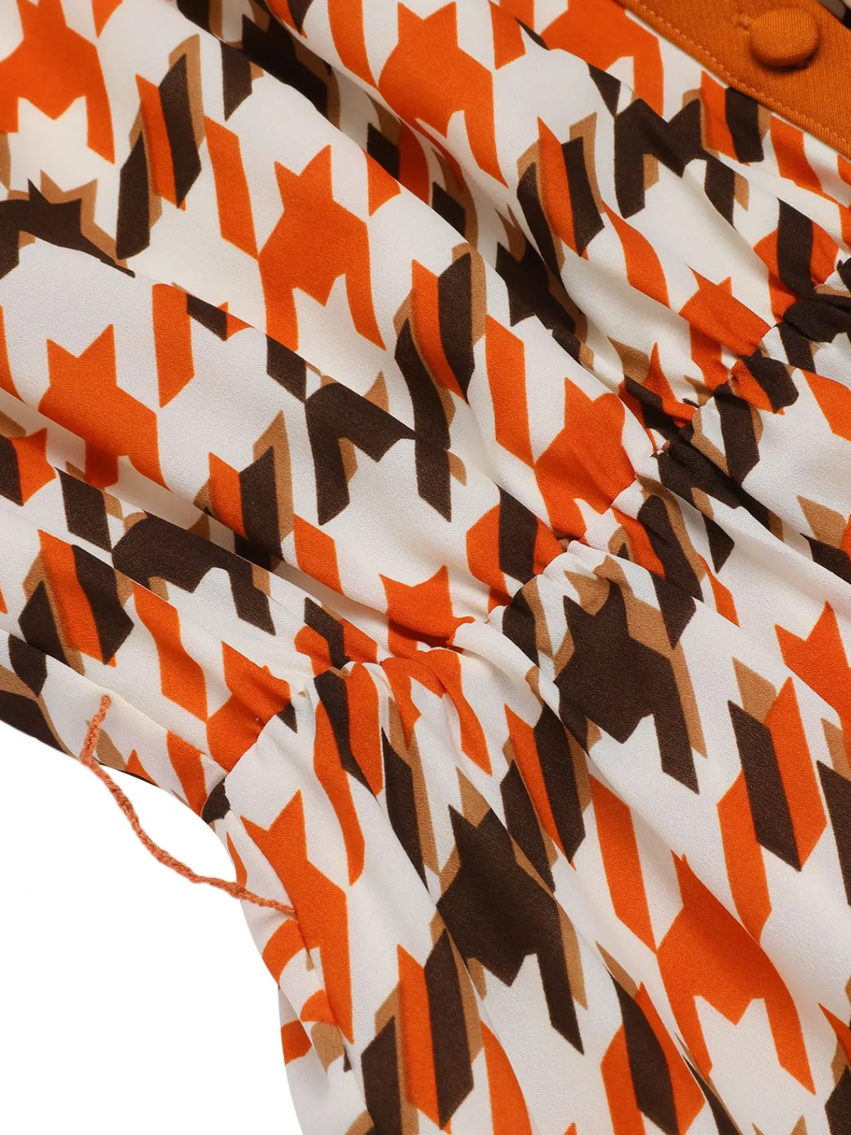 New Retro Stage 1940s Houndstooth Doll Collar Dress Orange