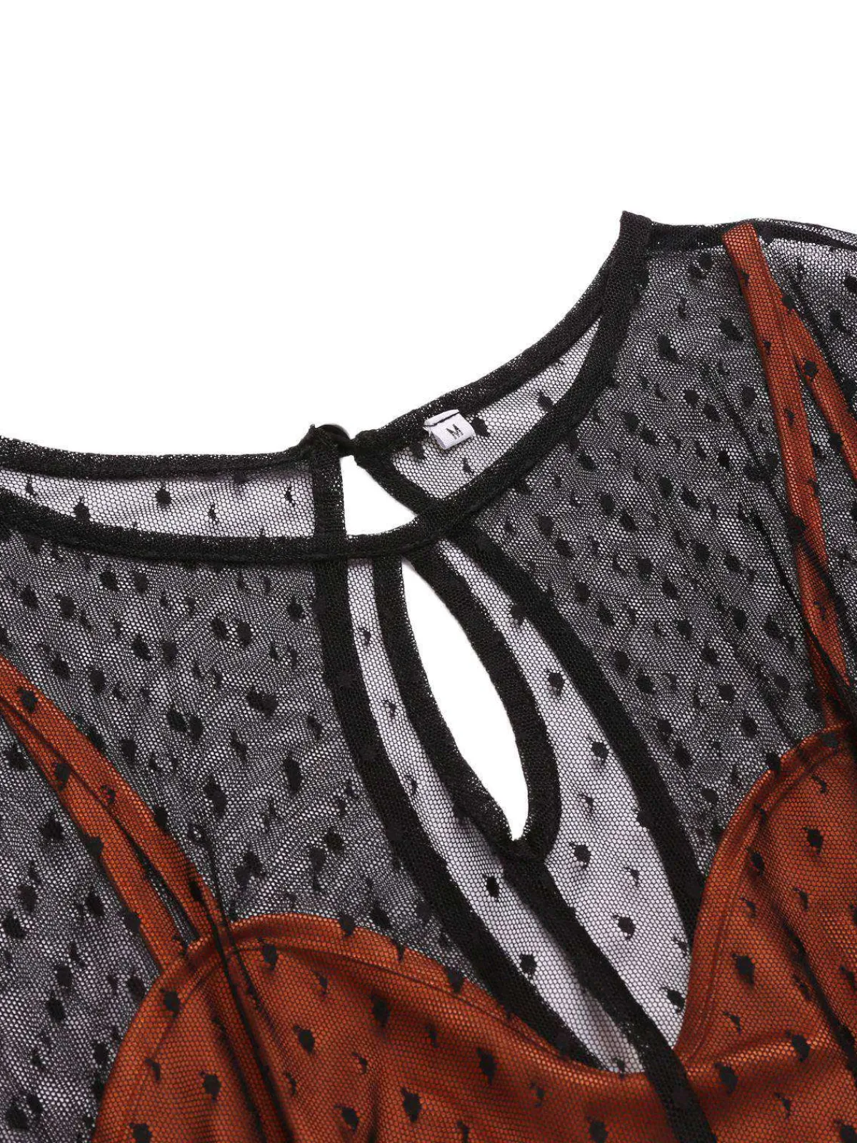 Best Retro Stage 1960s Illusion Bodycon Dress Orange