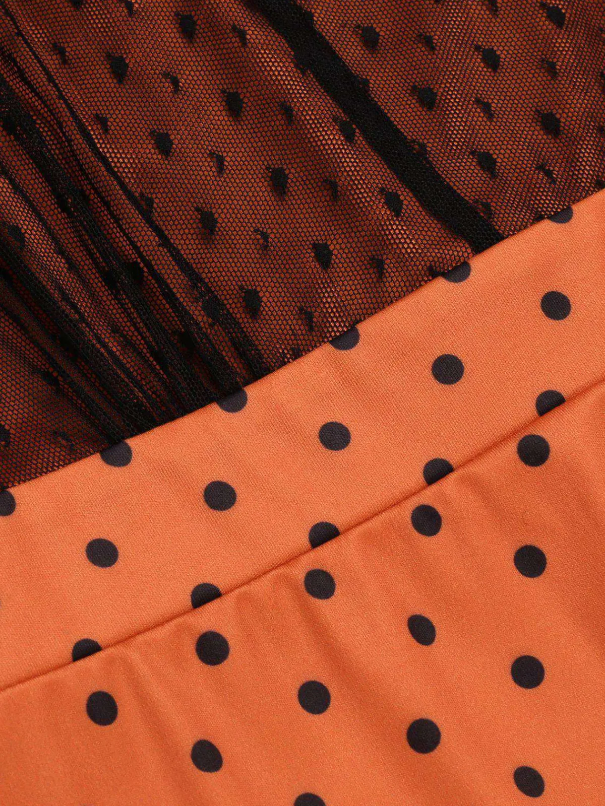 Best Retro Stage 1960s Illusion Bodycon Dress Orange