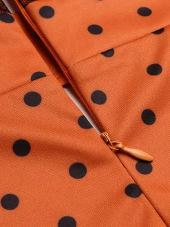 Best Retro Stage 1960s Illusion Bodycon Dress Orange