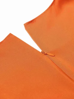 Clearance Retro Stage 1950s Pumpkin Face Sweetheart Neck Dress Orange