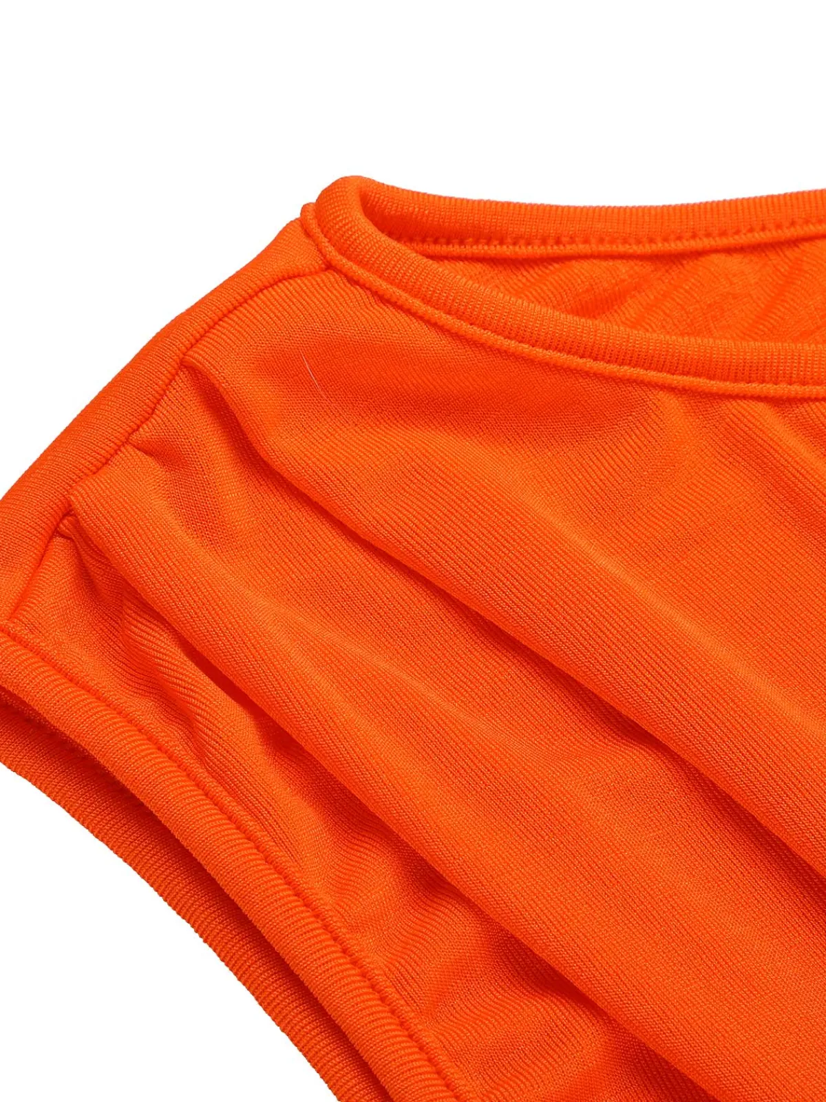 Clearance Retro Stage 1960s Solid One Shoulder Sleeveless Dress Orange