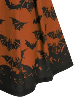 Online Retro Stage 1950s Strap Lace-up Swing Dress Orange