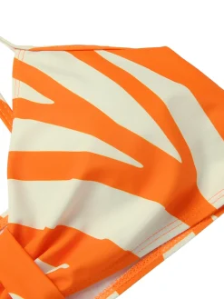 Discount Retro Stage 1960s Strap Stripe Swimsuit Orange