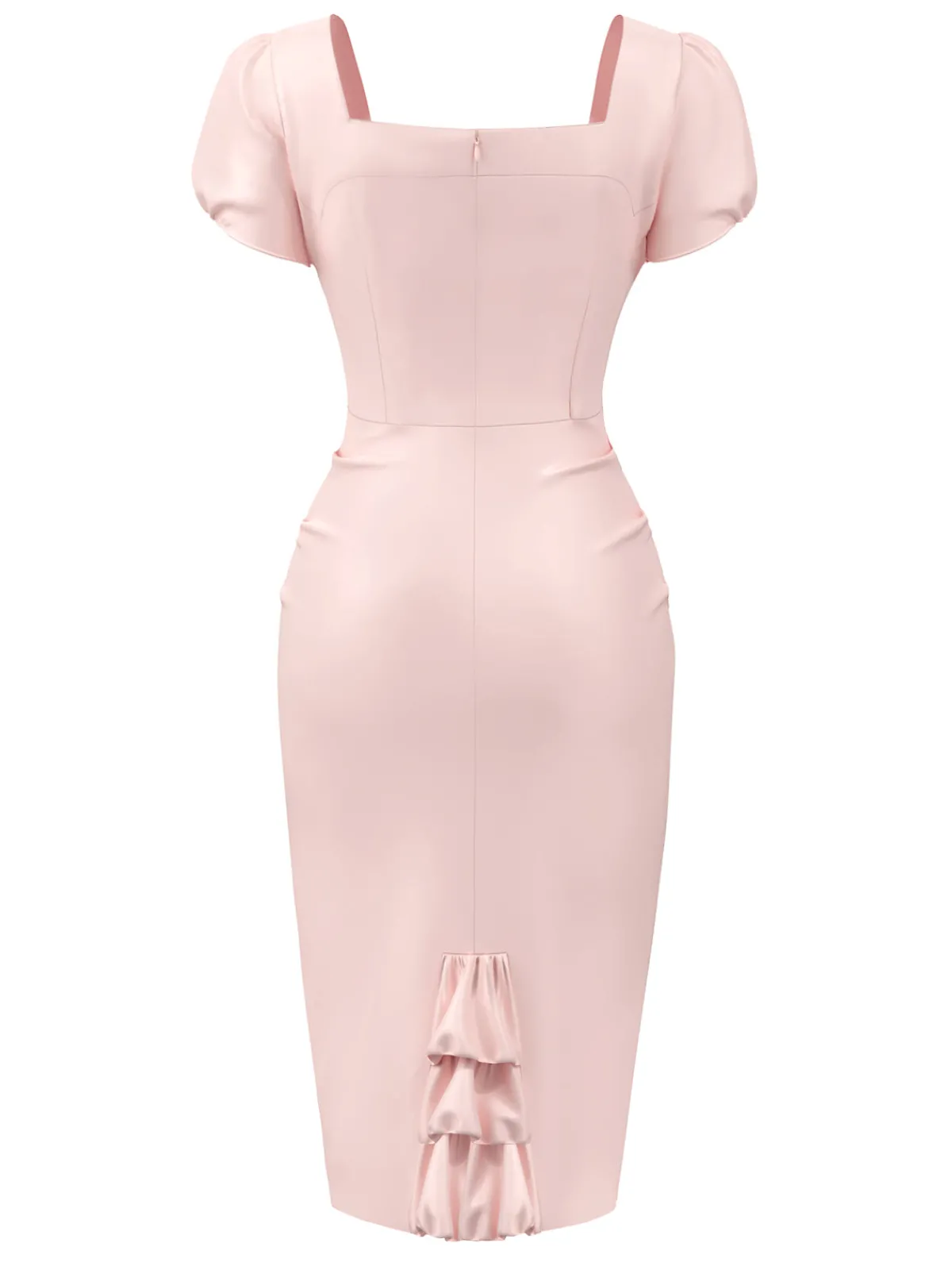 Clearance Retro Stage 1960s Heart Puff Pencil Dress Pale Pink