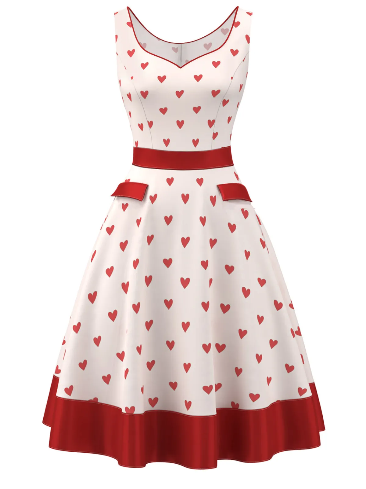 Discount Retro Stage 1950s Heart Sweetheart Neck Dress Pale Pink